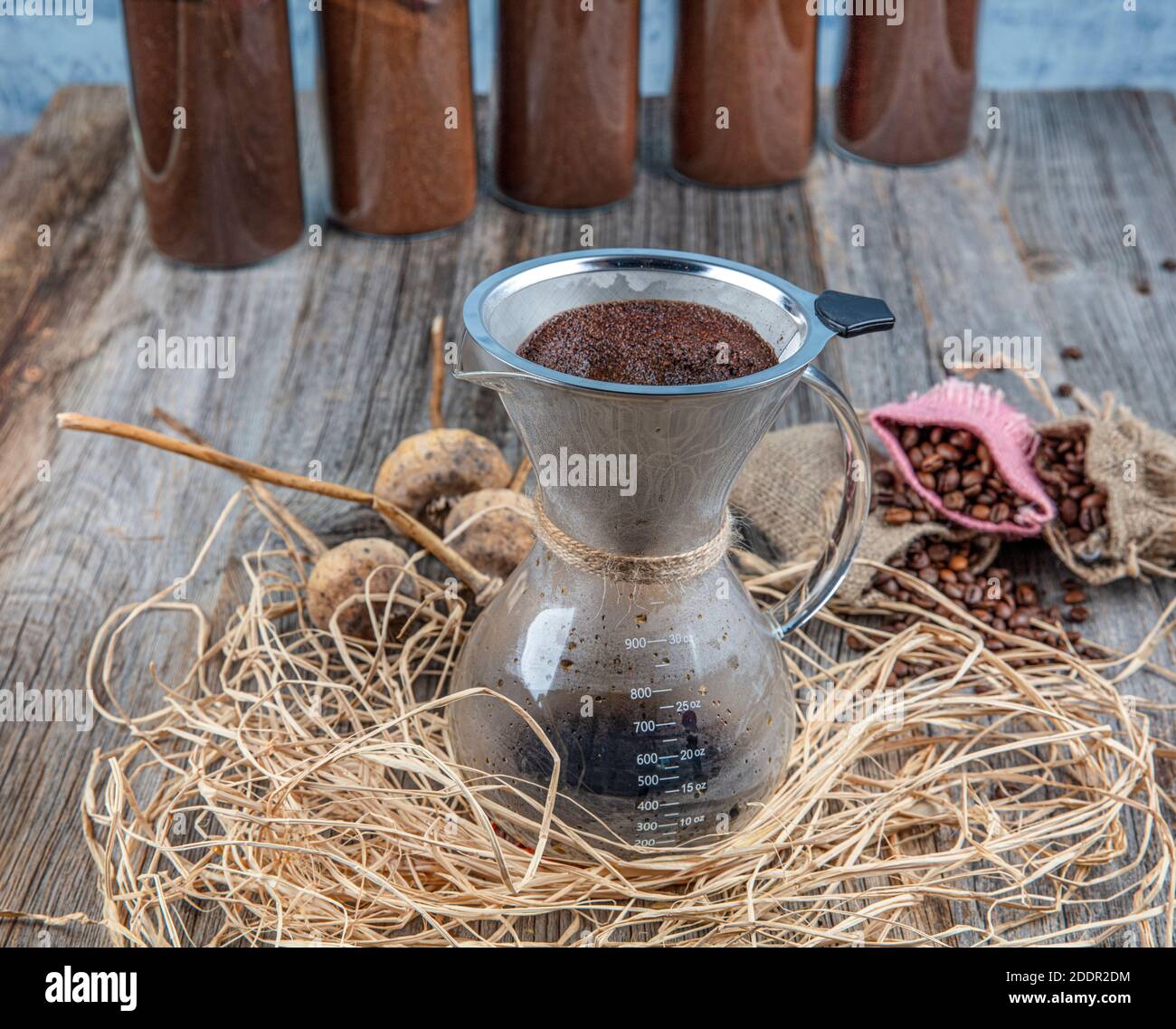 Brew coffee in chemex. Coffee is made by chemex. taste of