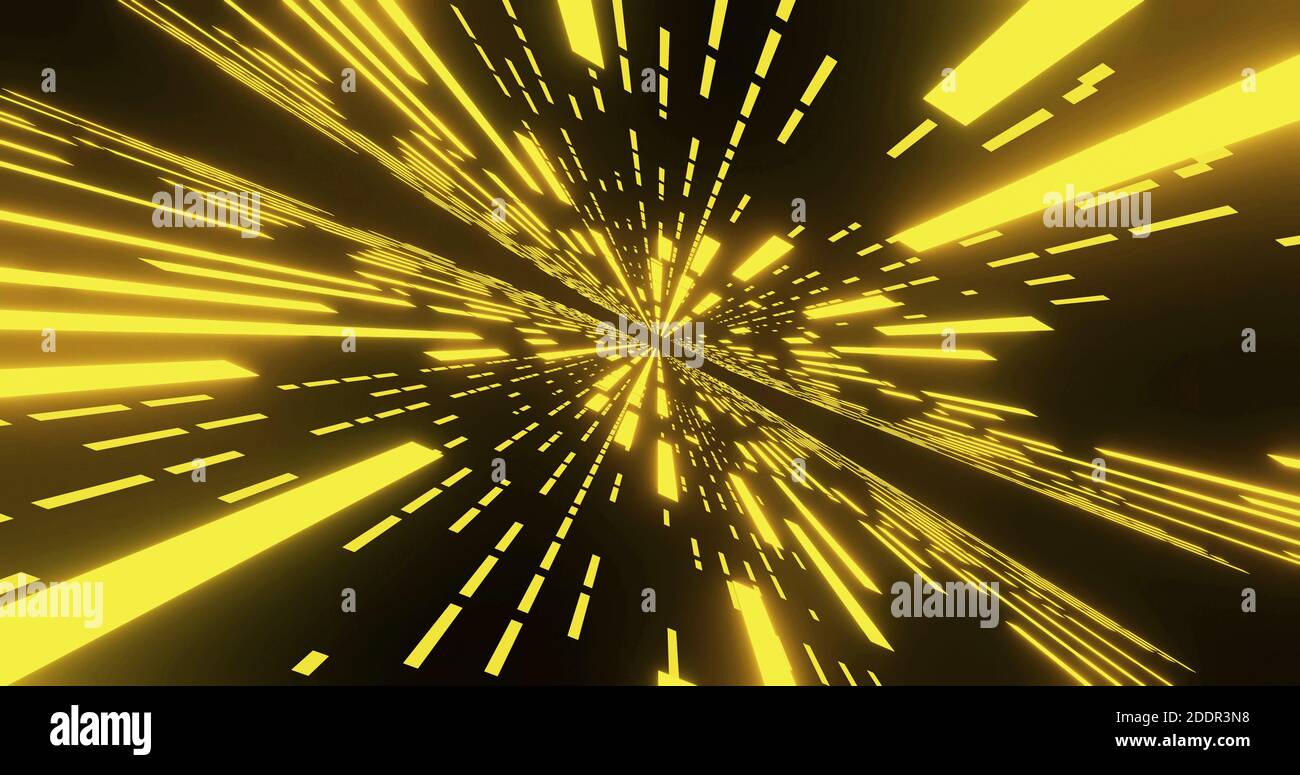 Abstract glow yellow lines and stripes. Retro black-yellow futuristic