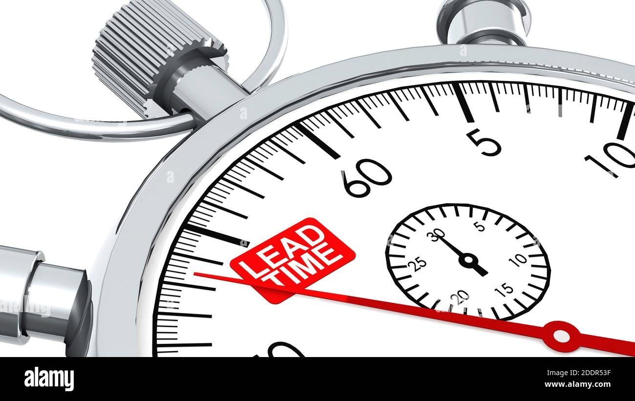 Lead time word on classic stopwatch, 3D rendering Stock Photo Alamy