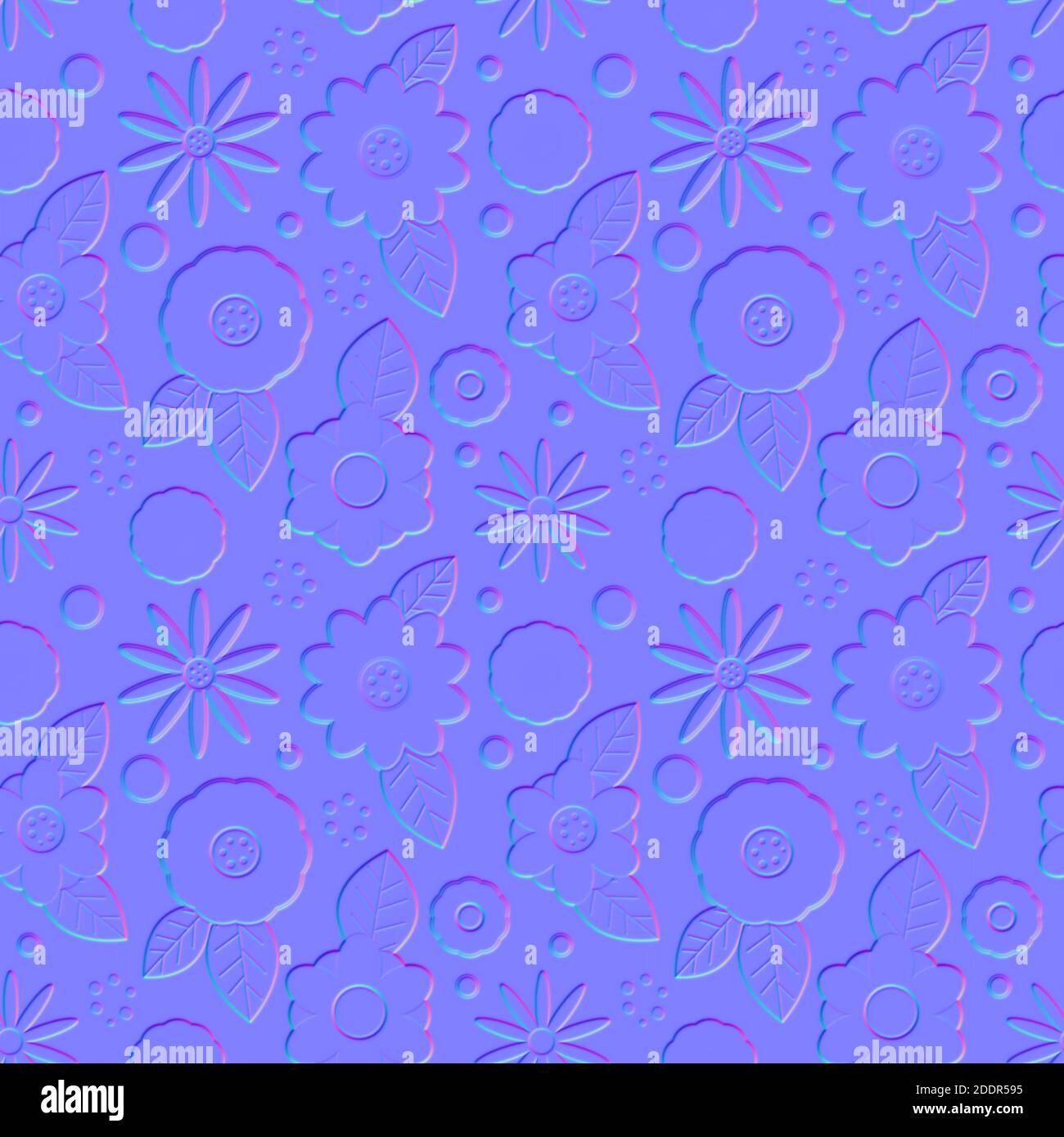 Normal map of abstract flowers, seamless pattern normal texture for use ...