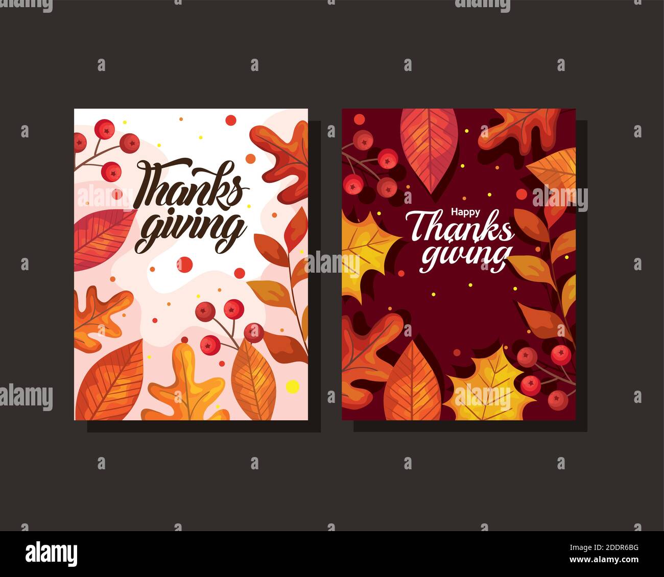 thanksgiving day cards with autumn leaves vector design Stock Vector ...