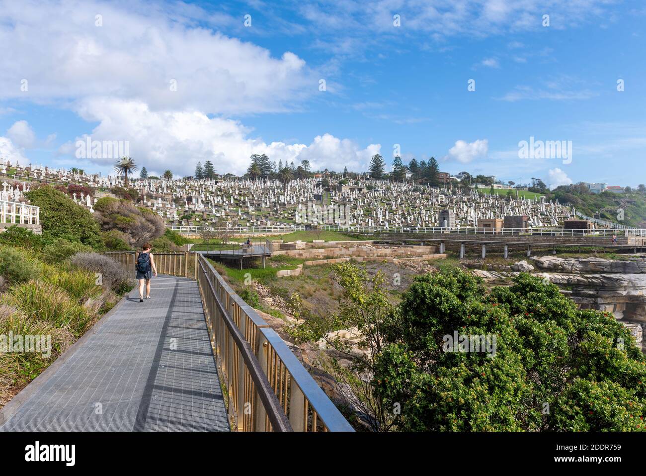 Sydney, Australia - People walking on the Coogee to Bondi coastal walk. This famous coastal walk extends for six km in Sydney's eastern suburbs. Stock Photo