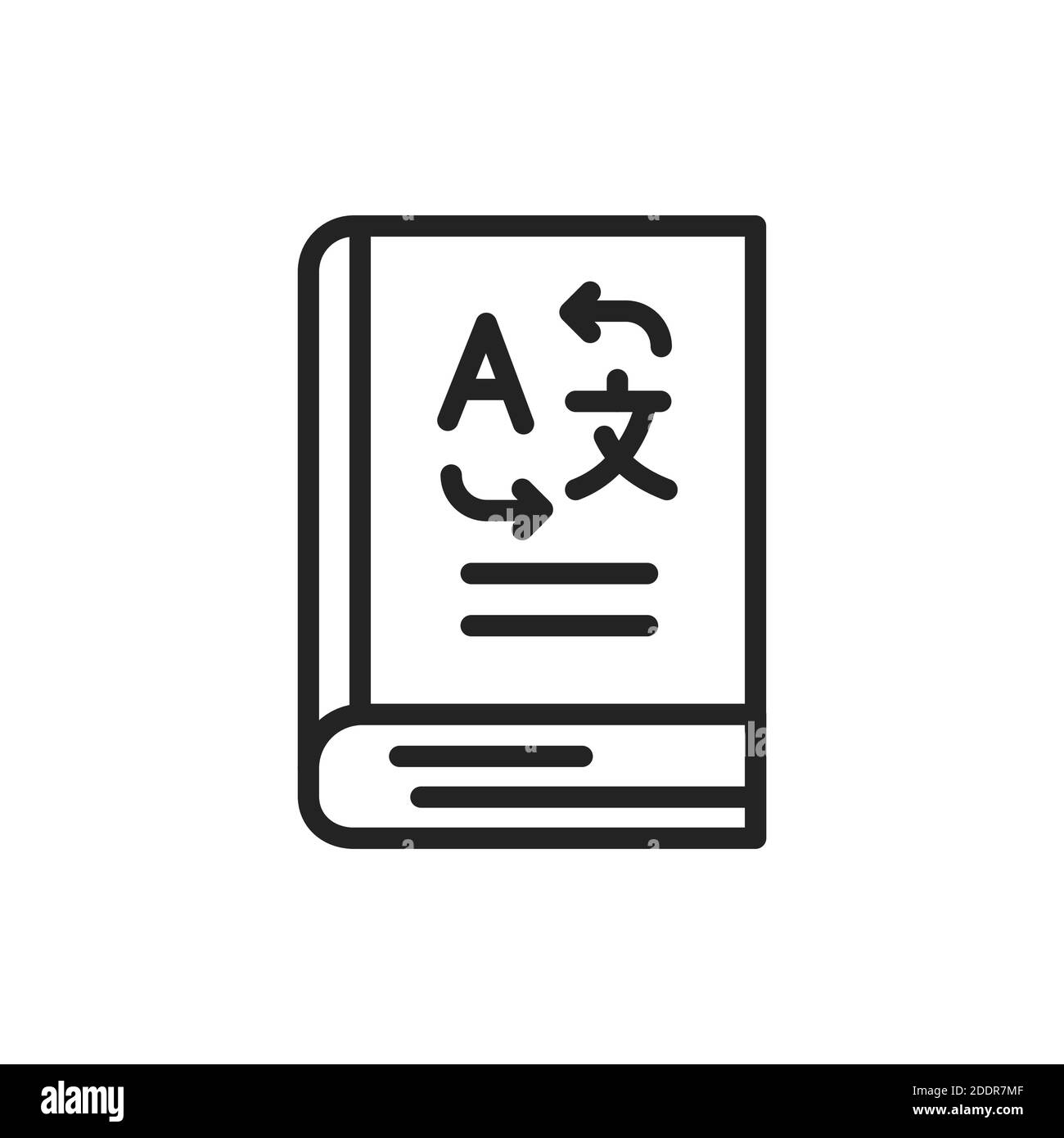 Vocabulary black line icon. Vector illustration. Outline pictogram Stock Vector