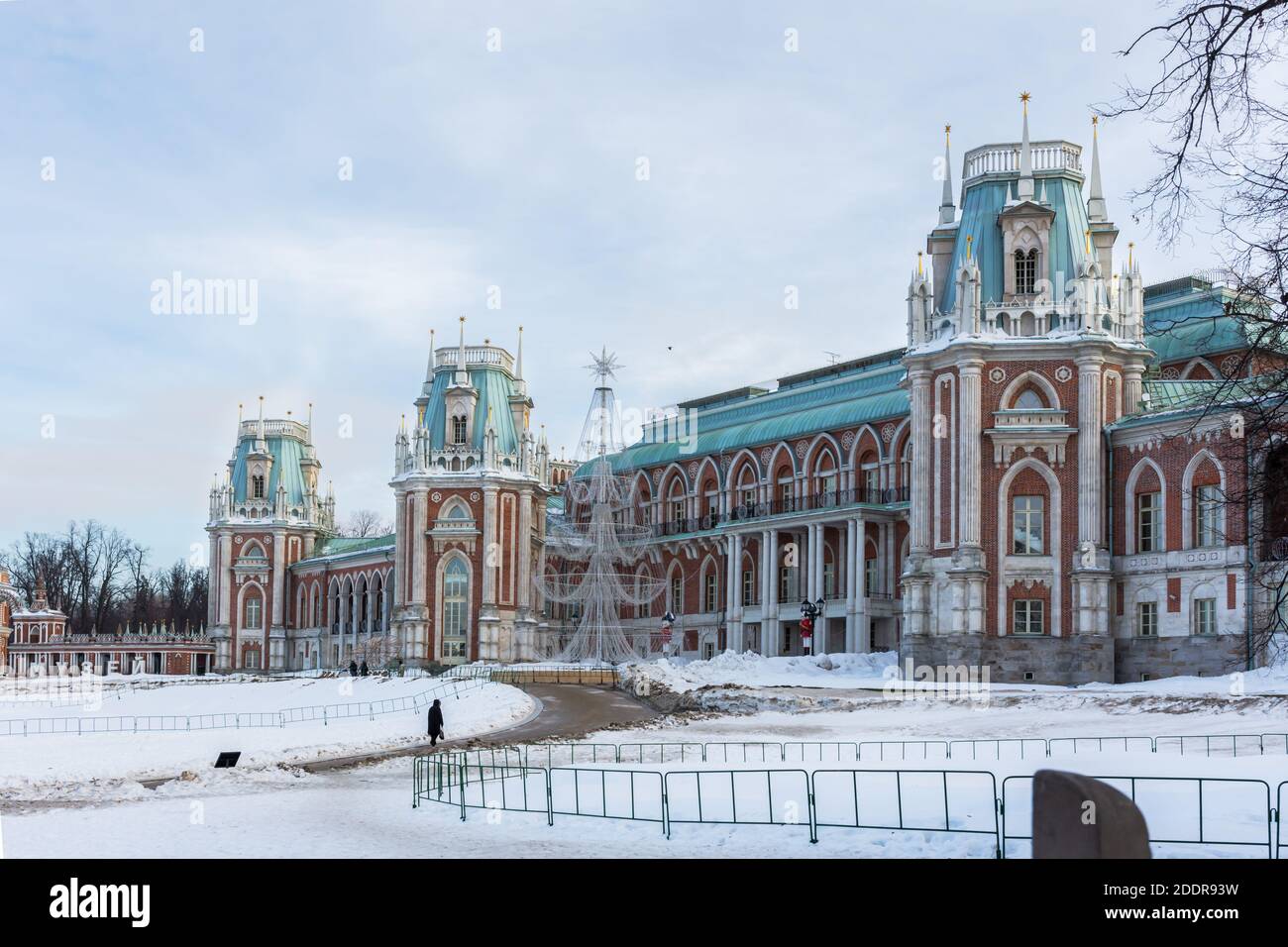 Tsaritsyno Park - Museum in the winter of February 08, 2019. State historical and architectural Museum-reserve. View of the main facade of the Palace. Stock Photo