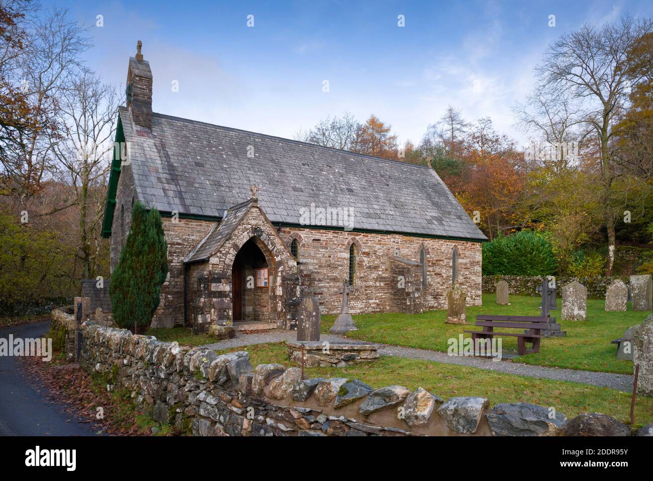 Holy Trinity church at Seathwaite in Duddon Valley in the Lake District National Park, Cumbria, England. Stock Photo