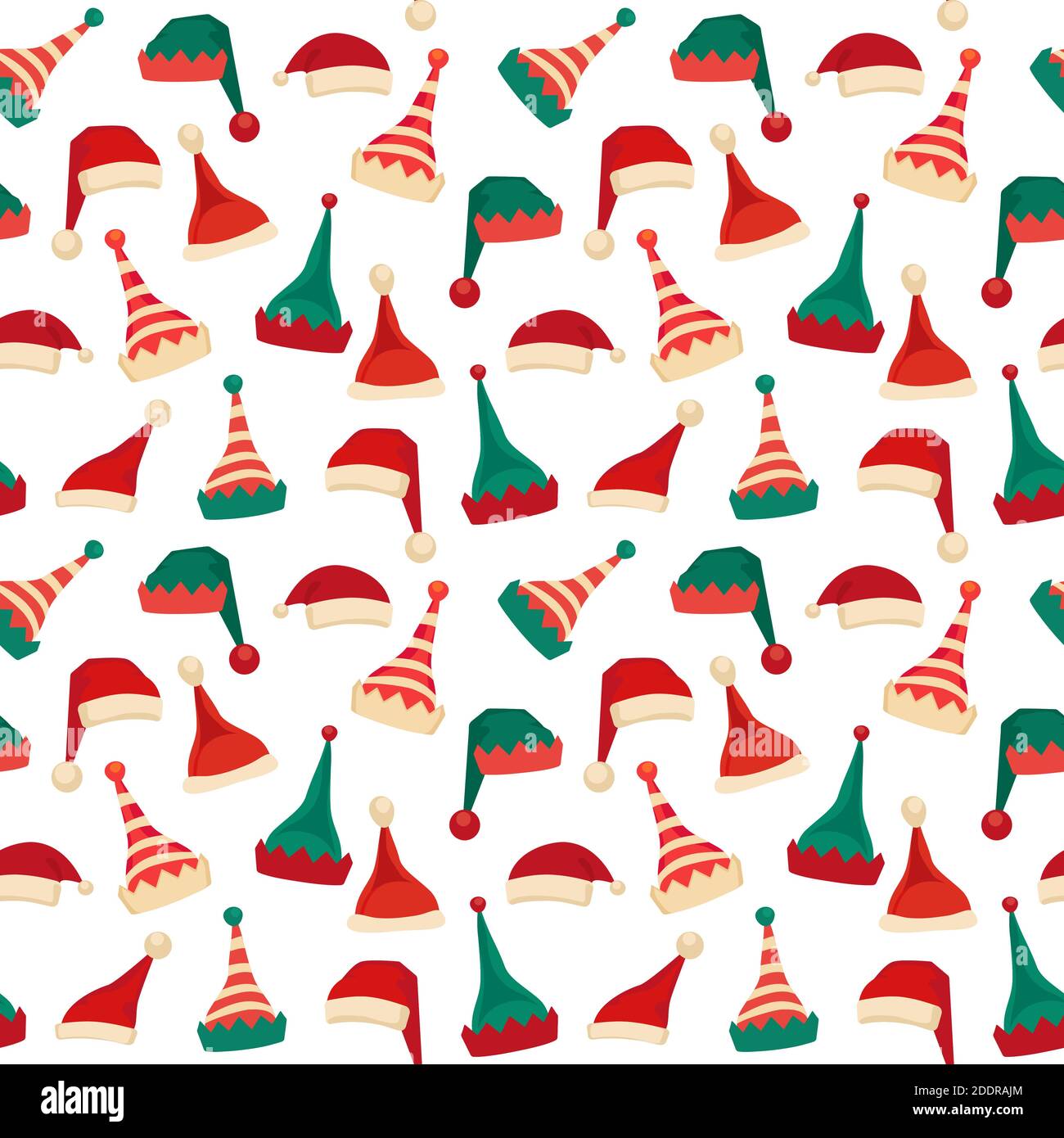 Santa Claus helper elf hat icon vector set seamless pattern Stock Vector