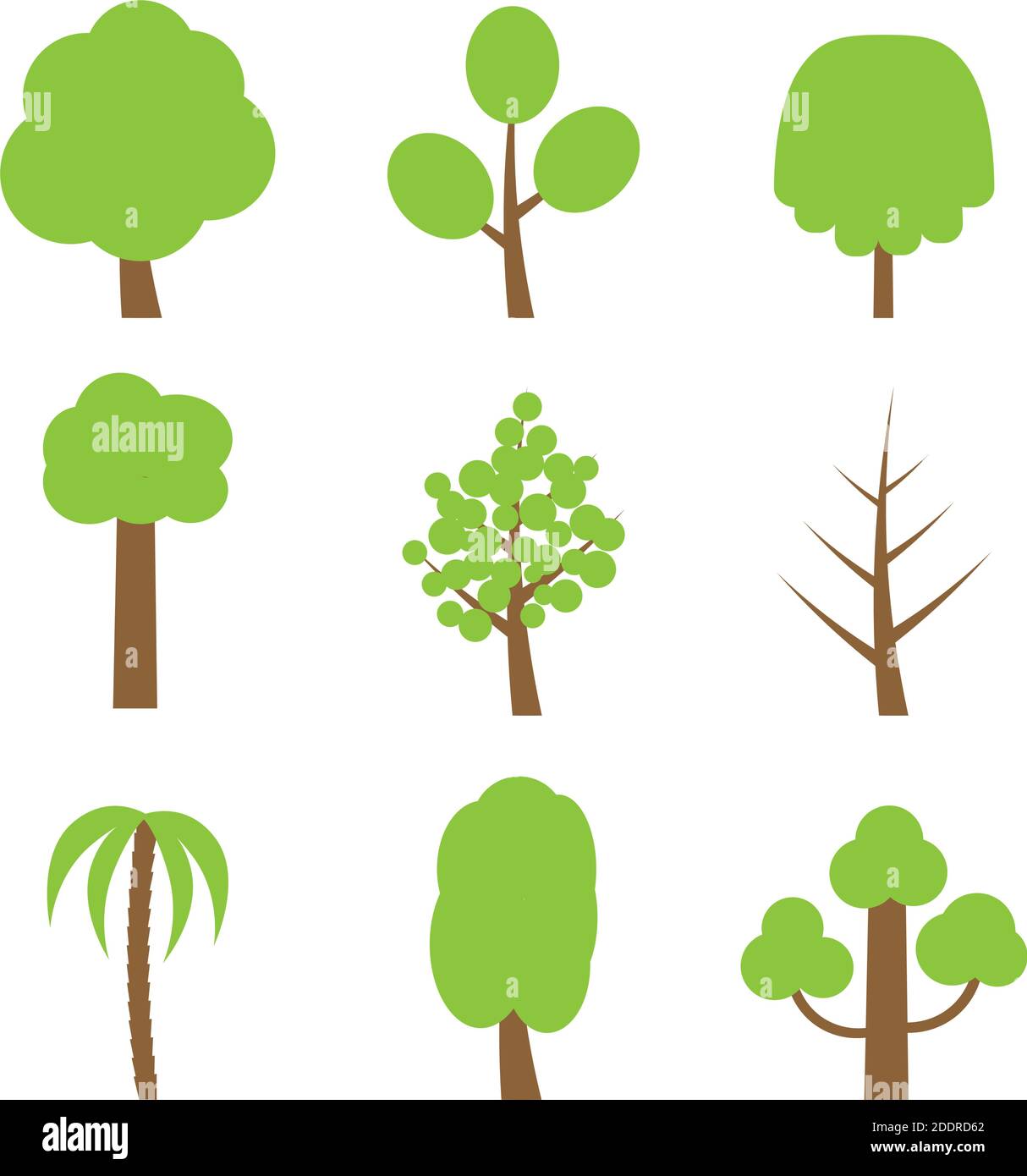 Vector set of simple trees. Flat trees on white background Stock Vector ...