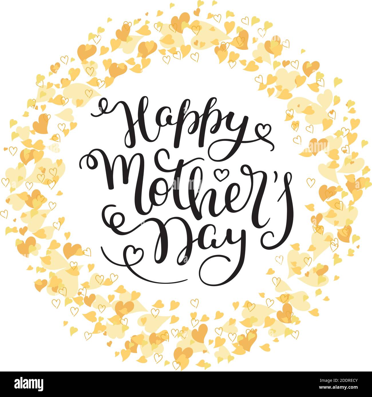 Hand lettering Happy Mother's Day with hearts. Template greeting card ...