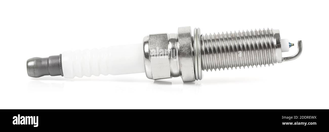 Car iridium spark plug isolated on white background with clipping path Stock Photo