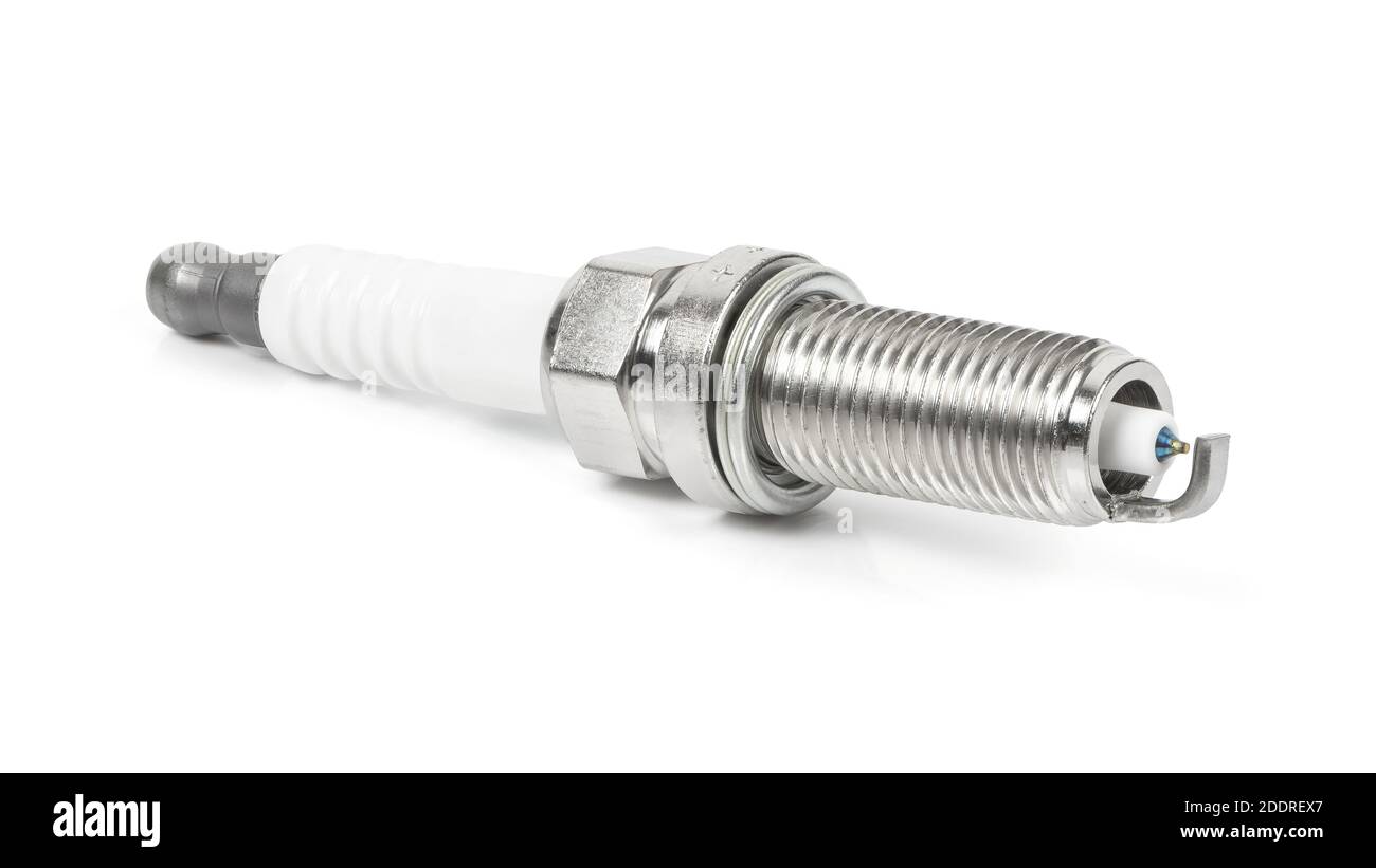 Car iridium spark plug isolated on white background with clipping path Stock Photo