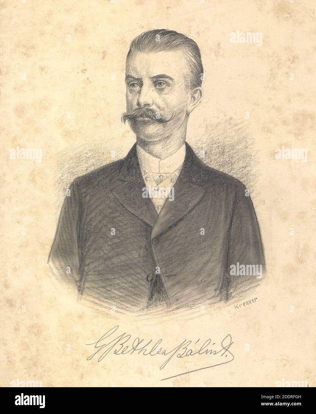 Krenner Portrait of Bálint Bethlen 1893. Stock Photo