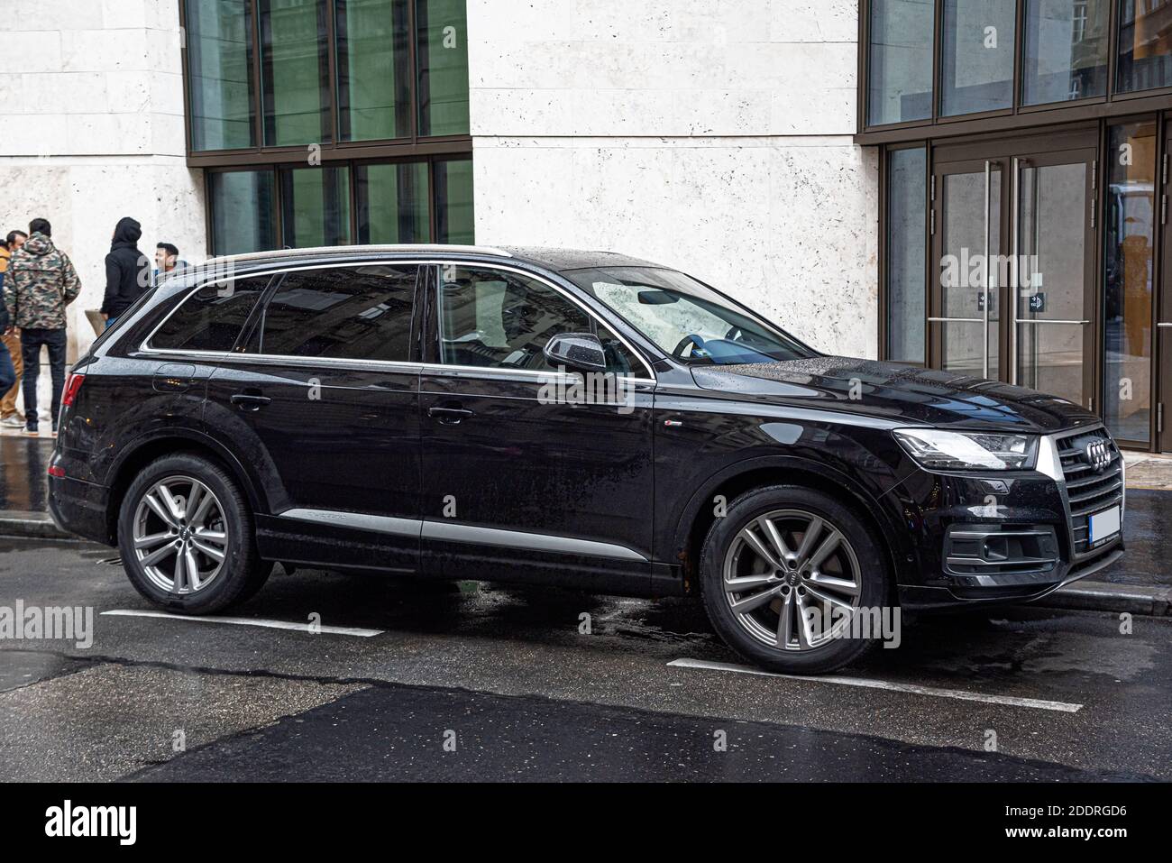 Audi Q8 parked on a city street, in Budapest, Hungary. Stock Photo