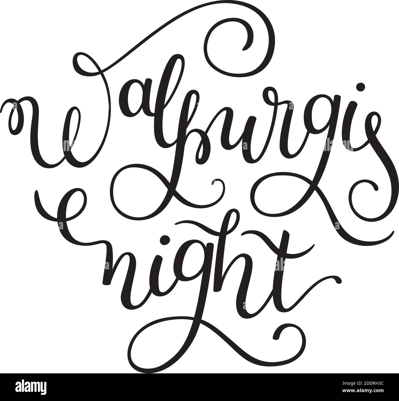 Hand lettering Walpurgis Night. Isolated on white background. Stock Vector