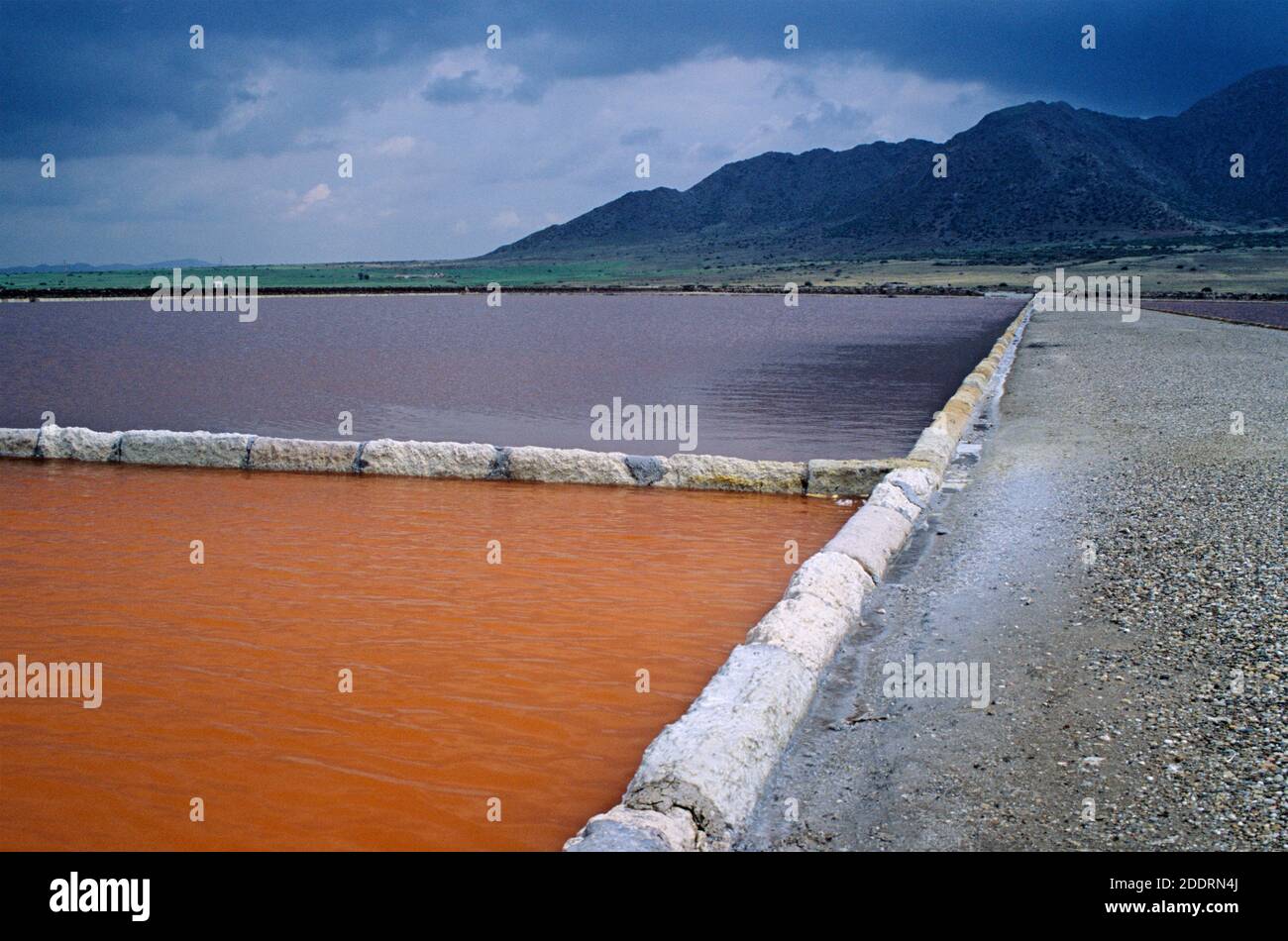 salt pond in Cabo de Gata Natural Park, Andalusia, Spain Stock Photo