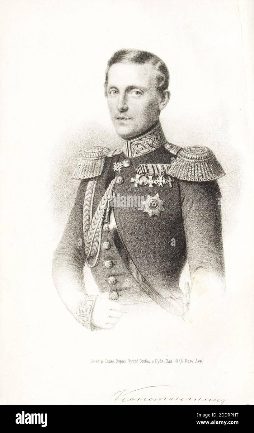 Konstantin Nikolayevich Grand Duke of Russia (litography 1852). Stock Photo