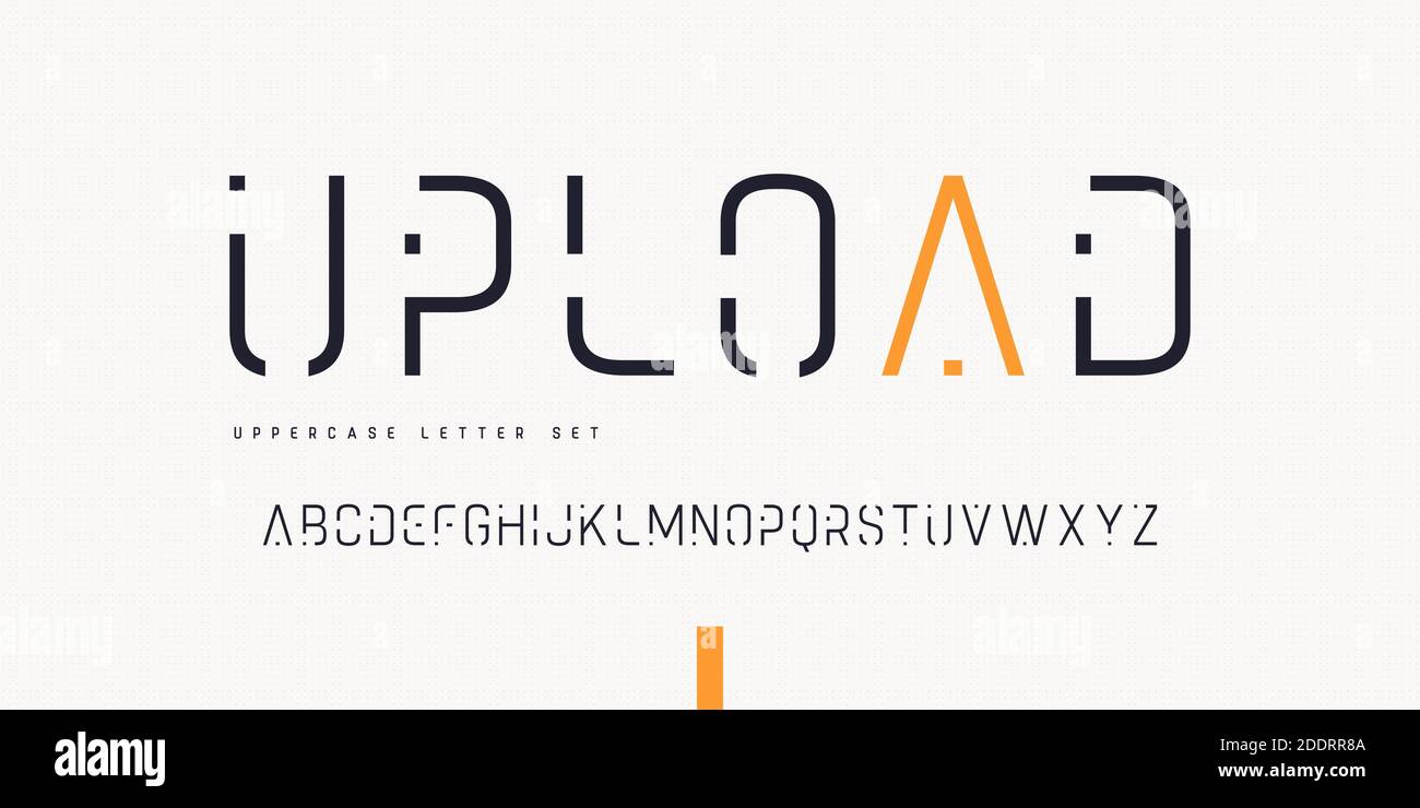 Vector thin linear sans uppercase letter set, alphabet, typography Stock Vector