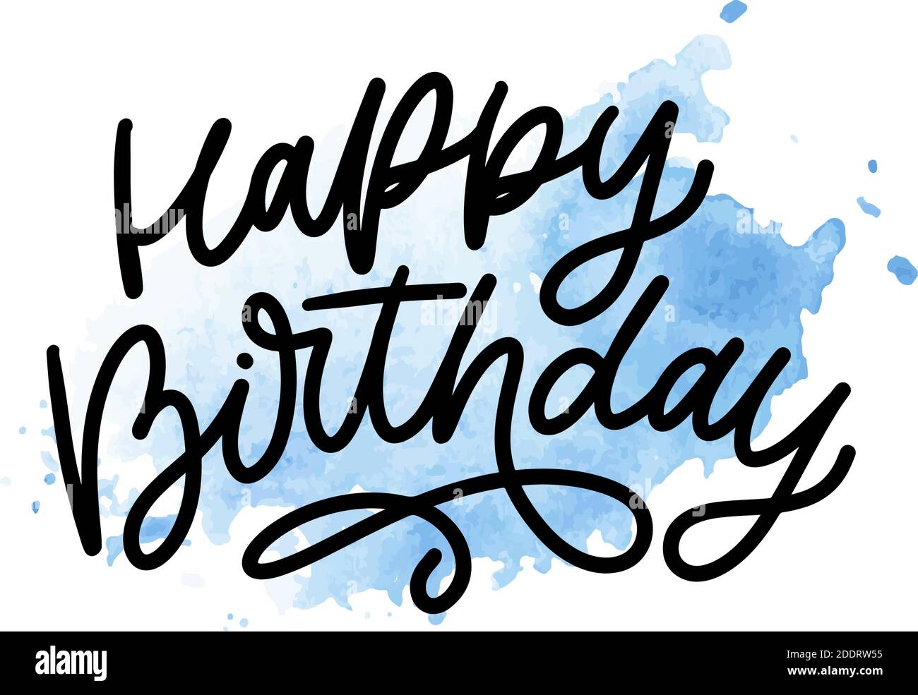 Happy Birthday letterin calligraphy brush vector typography text Stock ...