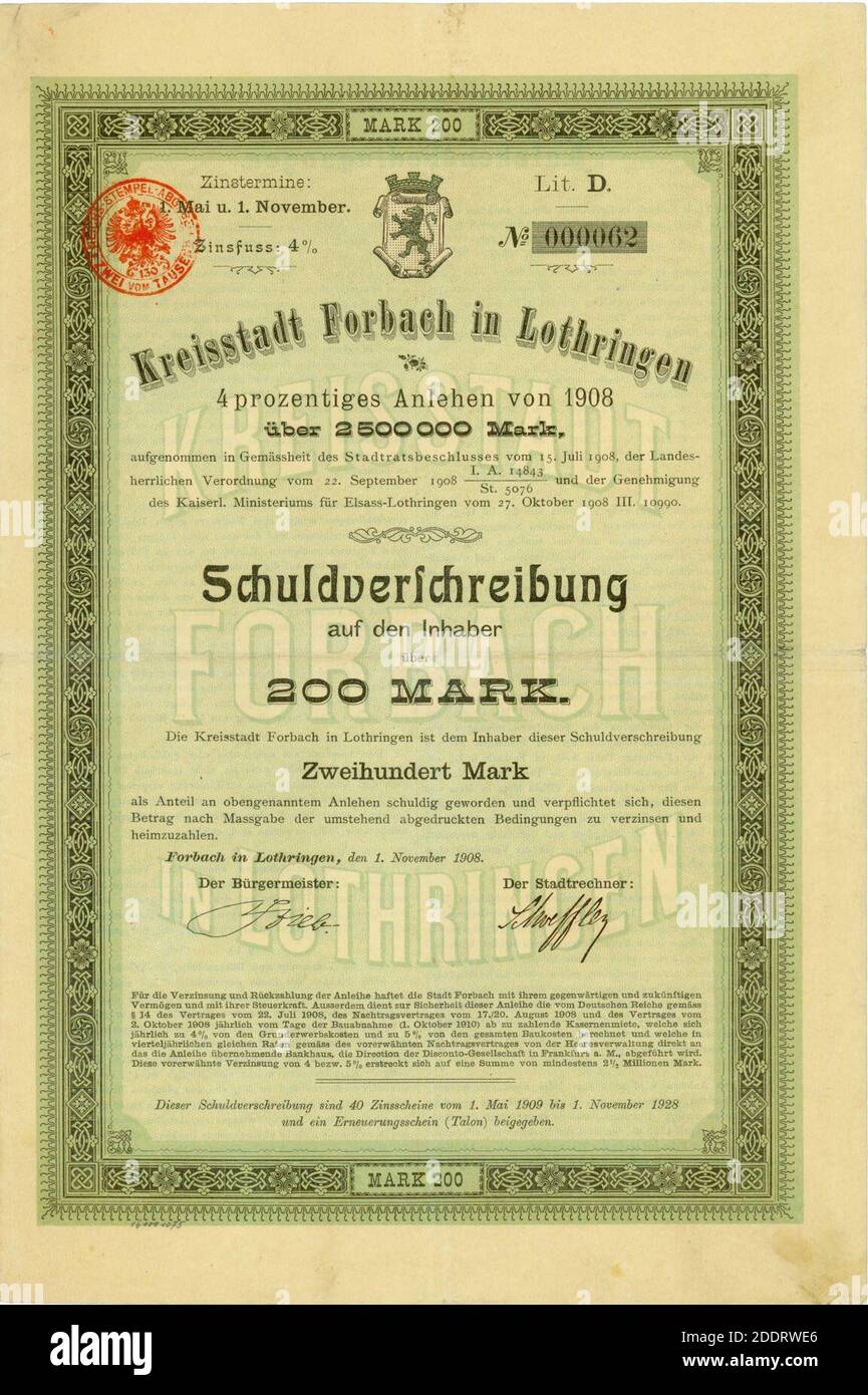 Kreisstadt Forbach 1908. Stock Photo