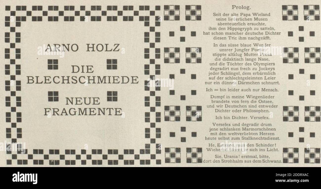 Koloman Moser Arno Holz Die Blechschmiede Ver Sacrum 1901. Stock Photo