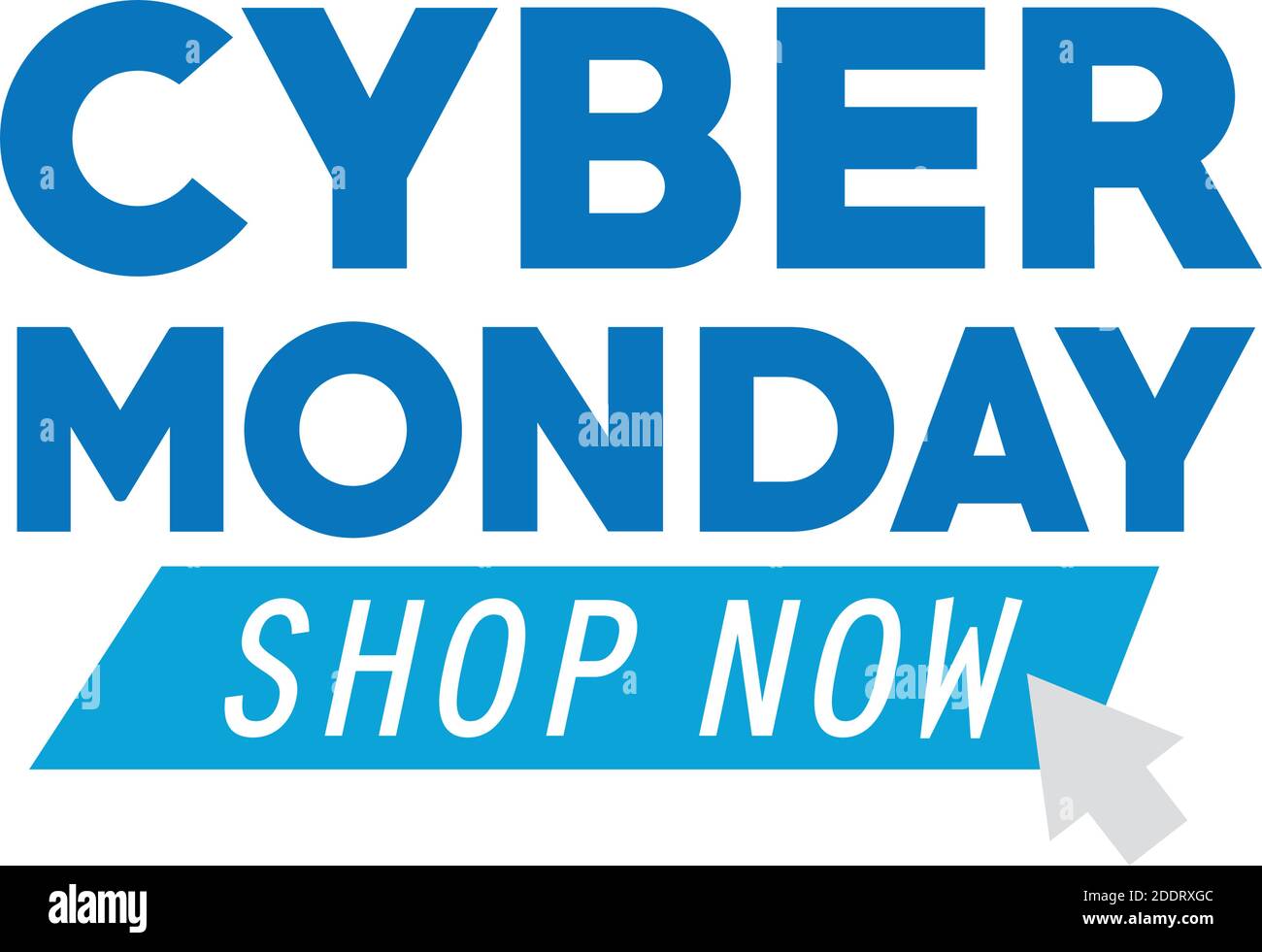 cyber monday lettering and mouse arrow in white background Stock Vector