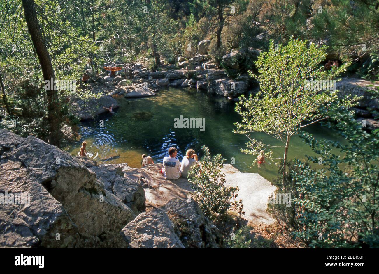 Corsica, France. Natural pools of the Aitone river (scanned from