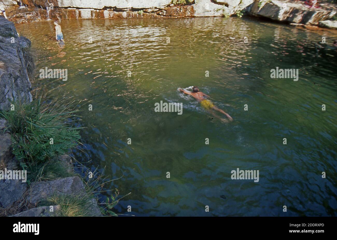Corsica, France. Natural pools of the Aitone river (scanned from