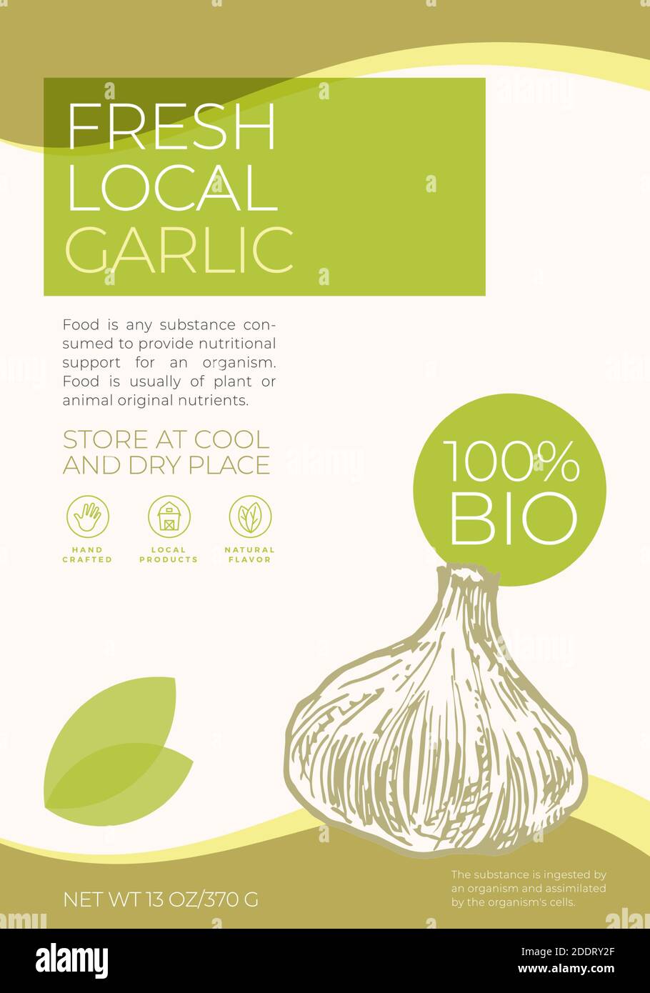 Fresh Local Vegetables Label Template. Abstract Vector Packaging Design