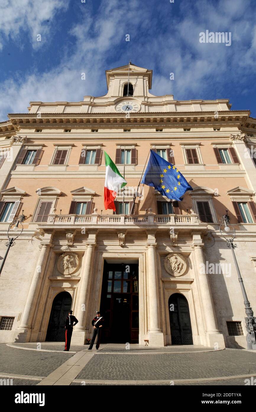 Montecitorio's palace, home of the political Chamber of Deputies, Rome Italy. Stock Photo