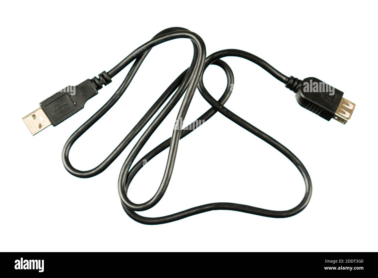 USB extension cord black isolated on white background Stock Photo Alamy