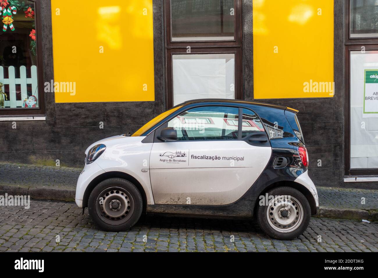 Angra Do Heroismo Municipal  Inspection (Fiscalização Municipal), Vehicle Smart EQ Four Two Car Terceira Island The Azores Portugal Stock Photo