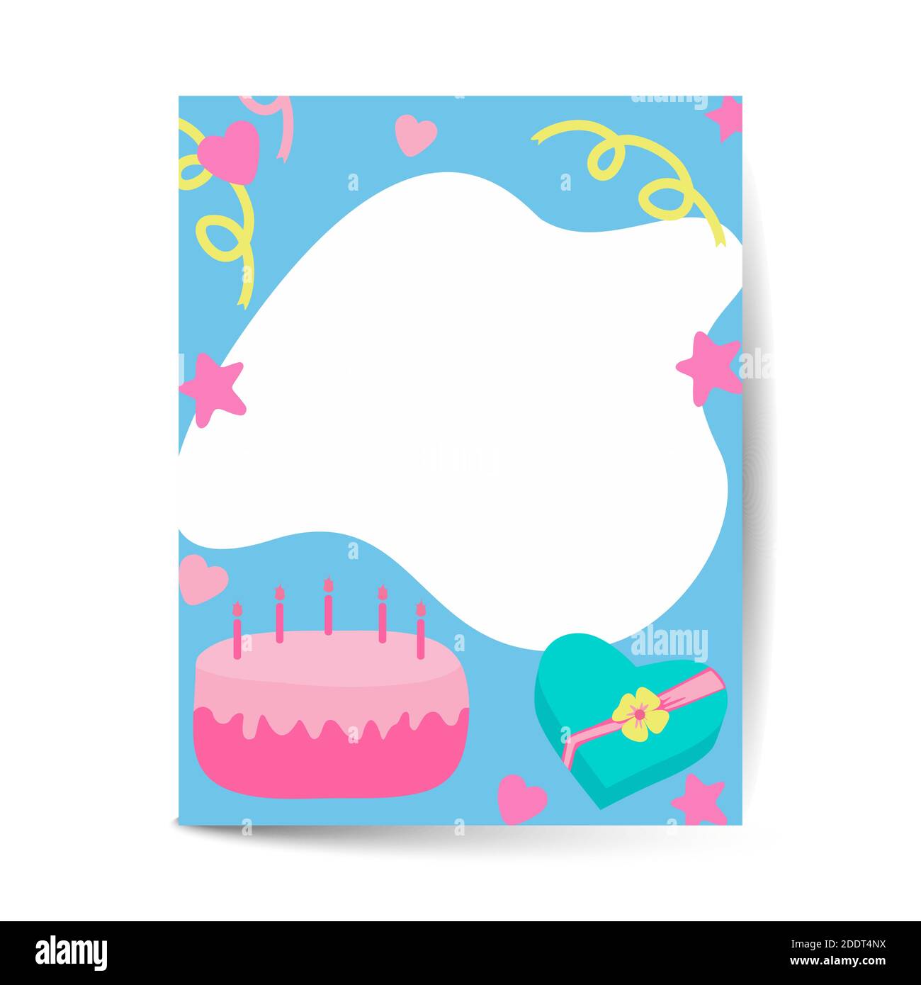 Vector birthday card design. Good for girls. in A4 size Stock Vector