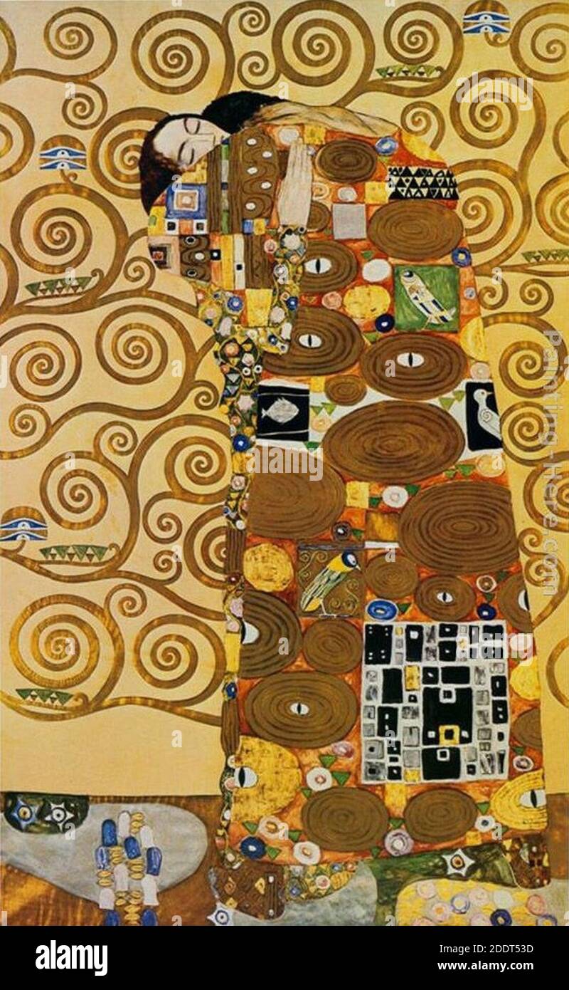 Klimt, Stoclet Fries, Umarmung. Stock Photo