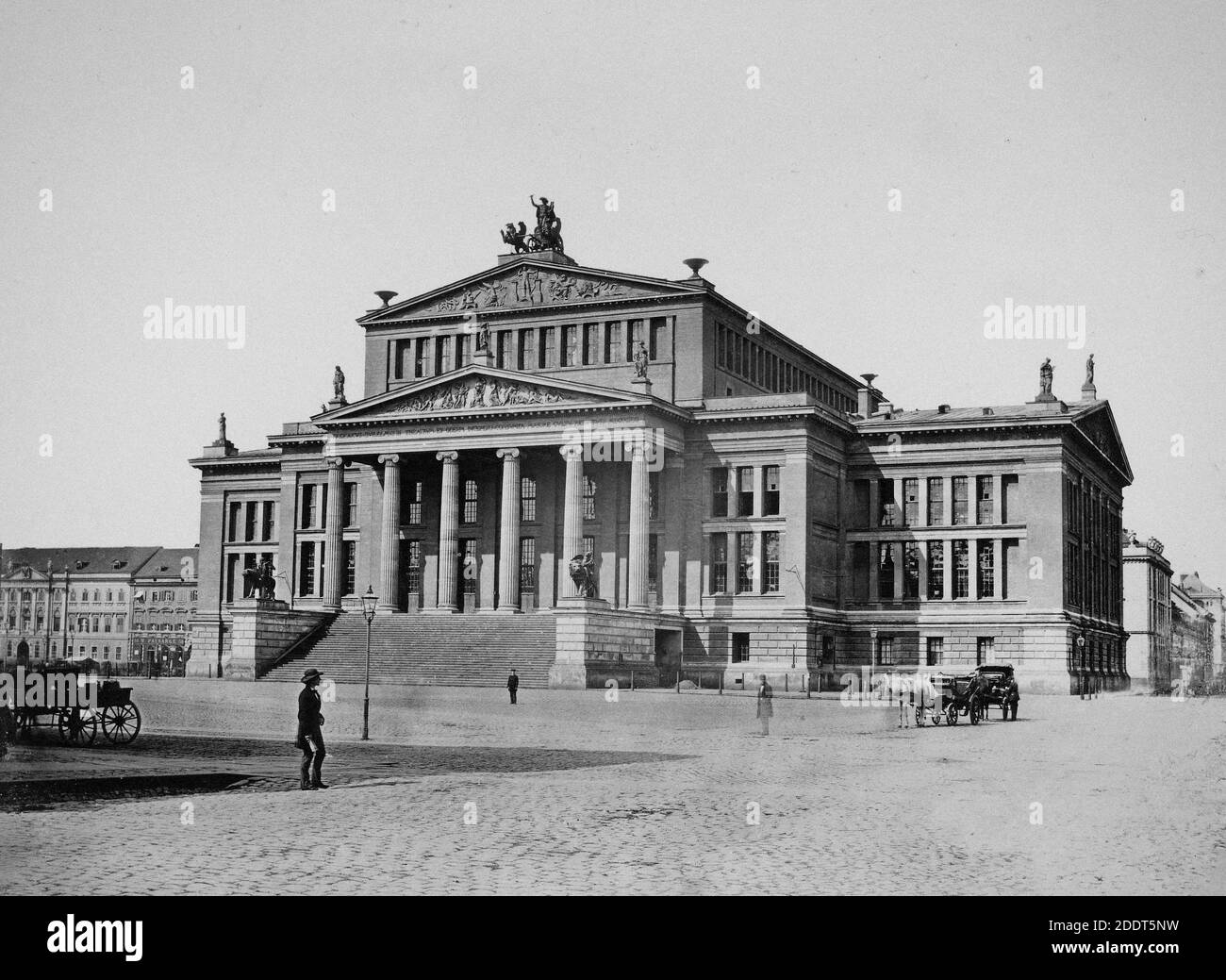 Retro photo of Concert Hall in old Berlin. Konzerthaus, Berlin 1818–1821, Neoclassical Architecture Stock Photo