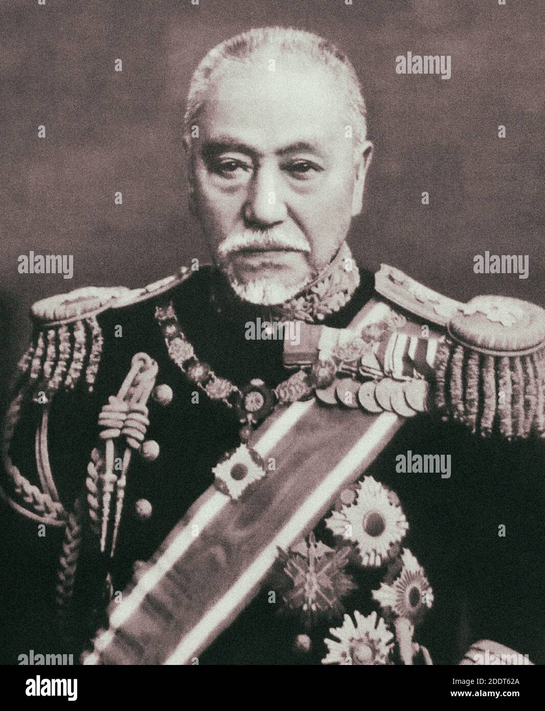 Retro photo of admiral Heihachiro Togo. Marshal-Admiral the Marquis Togo Heihachiro (1848 – 1934), served as a gensui or admiral of the fleet in the I Stock Photo