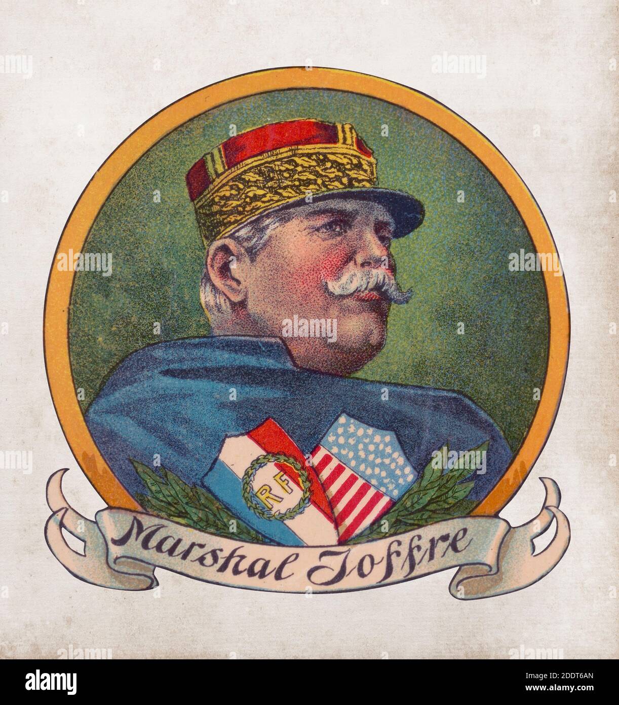 Retro portrait of marshal Joffre. Marshal Joseph Jacques Cesaire Joffre (1852 – 1931), was a French general who served as Commander-in-Chief of French Stock Photo