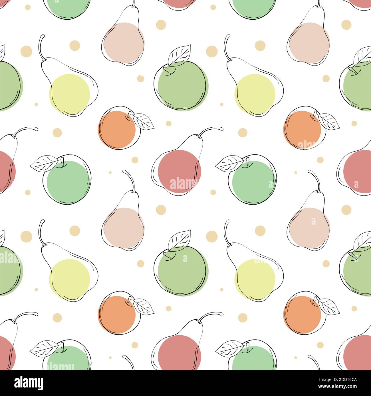 Vector colored apple and pear seamless pattern. Background fruits for ...