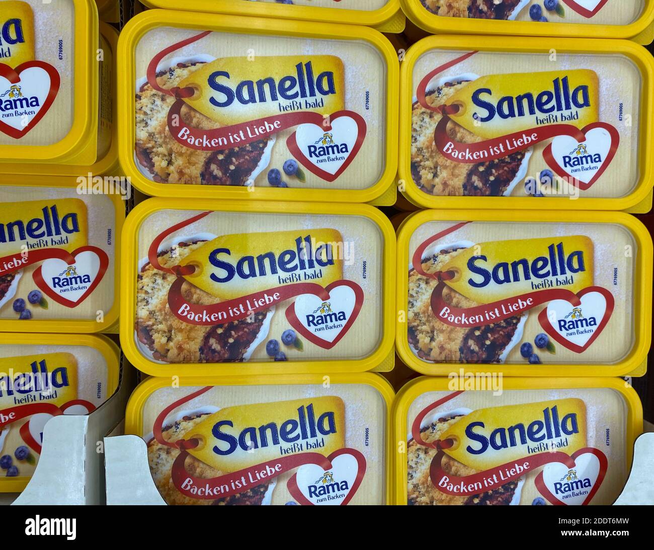 Viersen, Germany November 9. 2020 Close up of Sanella margarine