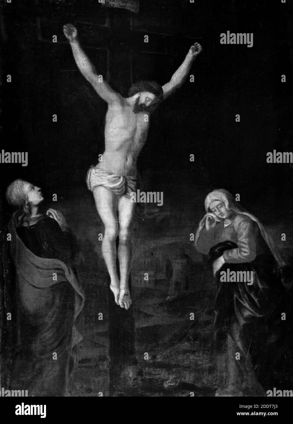 4395 Ubekendt - Christ on the Cross between the Virgin Mary and St John ...