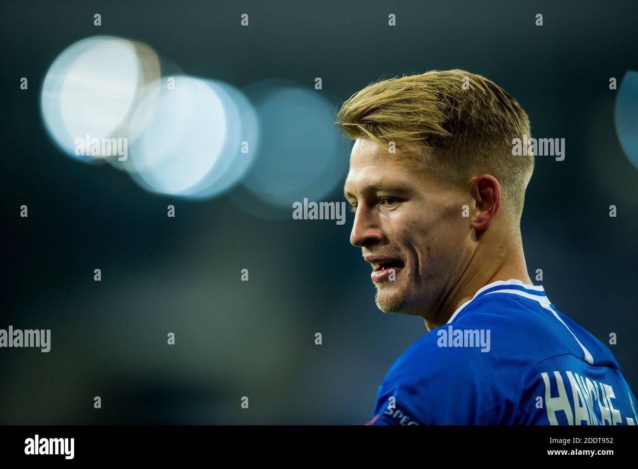 Gent's Andreas Hanche Olsen pictured during a soccer match between Belgian club KAA Gent and Serbian team Crvena Zvezda (Red Star Belgrade), Thursday Stock Photo