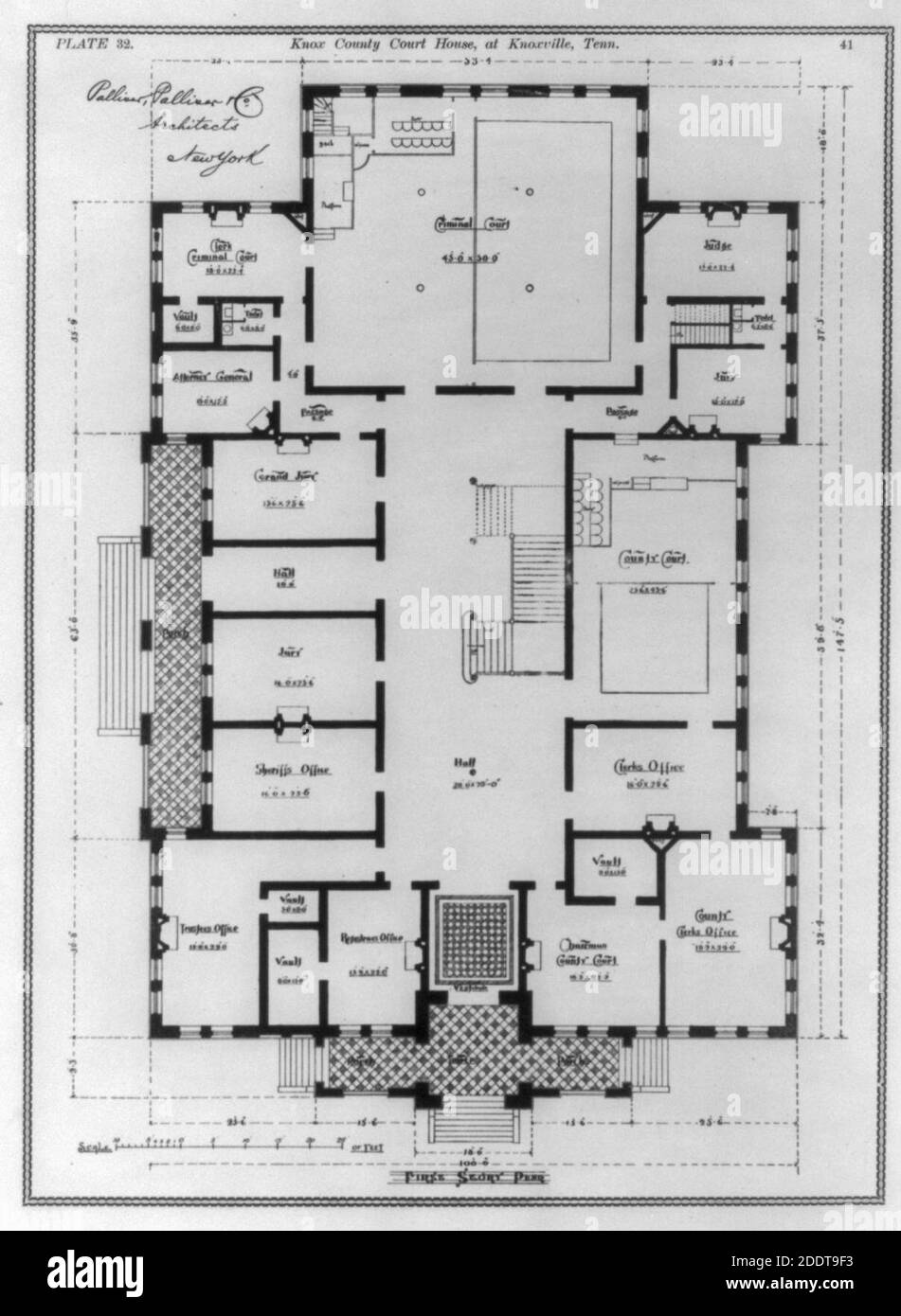 Knox County Court House At Knoxville Tenn First Story Plan Plate 