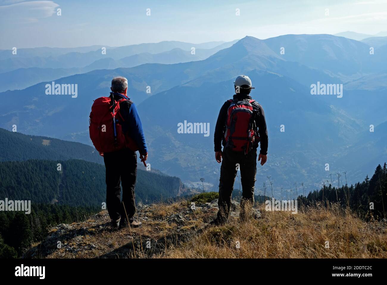 hikers walking in the plateaus of the eastern black sea region Stock Photo