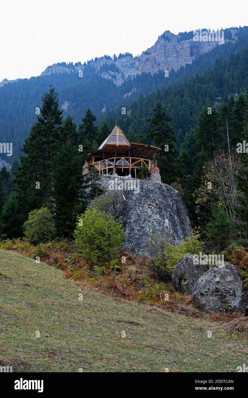 an interesting building built on rock in a plateau in the eastern black ...