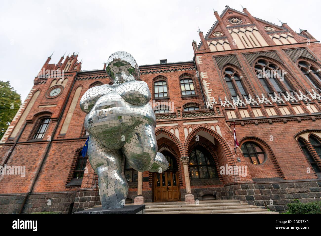 Venus of Willendorf Sculpture art outside the Art Academy of Latvia, Riga, Latvia. Stock Photo