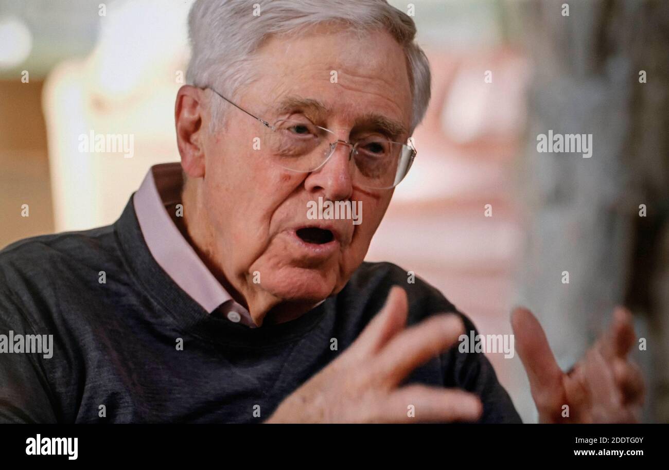 November 26, 2020, Wichita, Kansas, USA - Screen grab of the Axios on HBO interview with CHARLES KOCH, the Chairman and CEO of Koch Industries, the second largest privately-held company in the U.S.(Credit Image: © Axios On Hbo/ZUMA Wire) Stock Photo