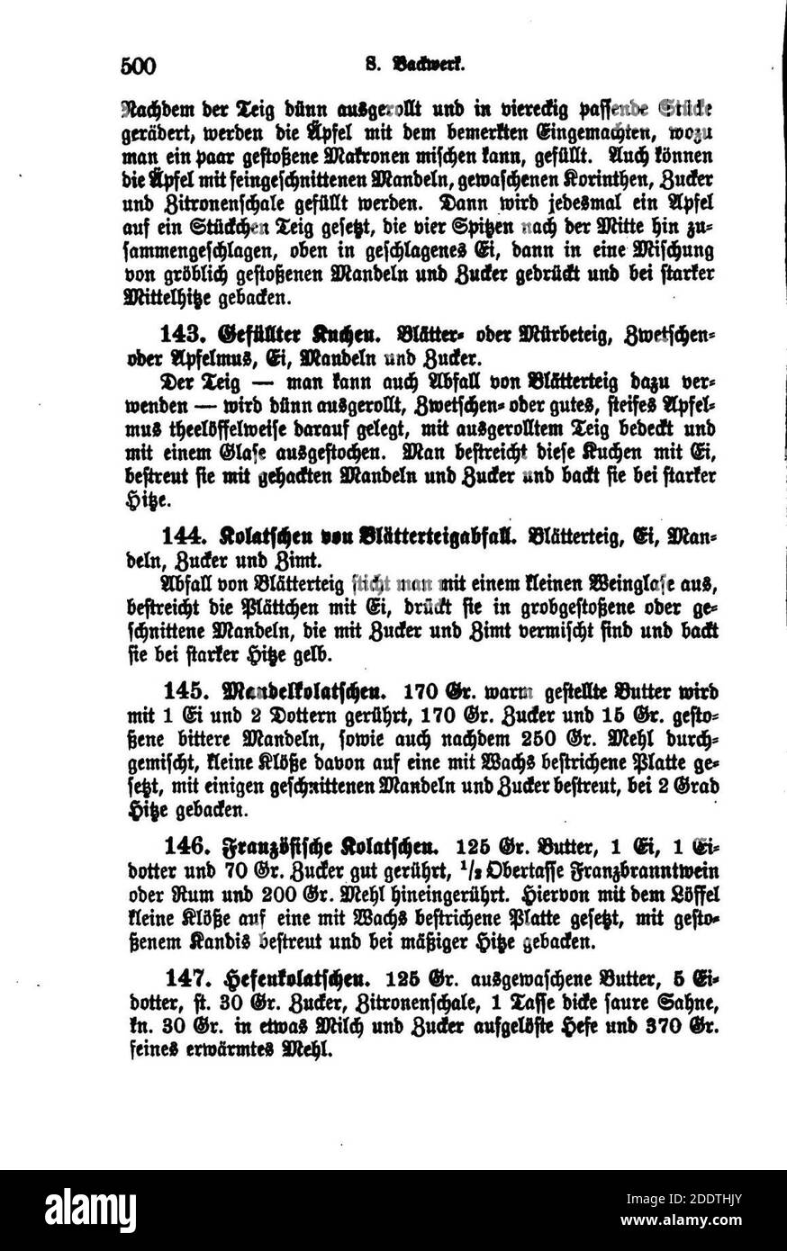 Kochbuch (Davidis) 500. Stock Photo