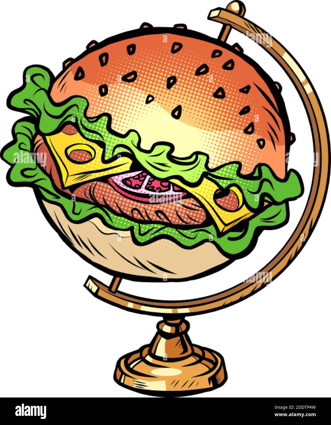 globe international Burger fast food street restaurant Stock Vector