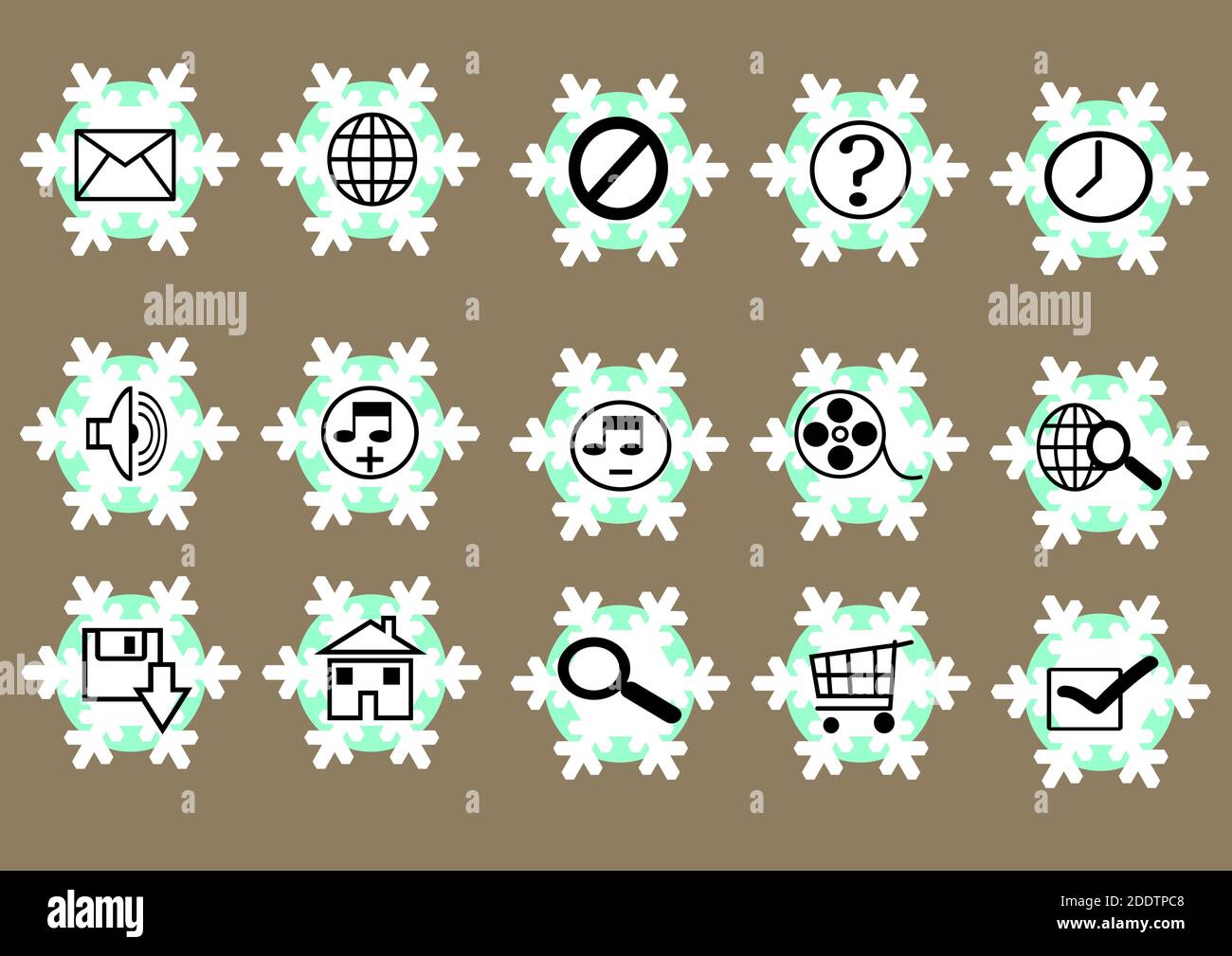 Web icon set in blue and white snowflakes button, various icon set Stock Photo