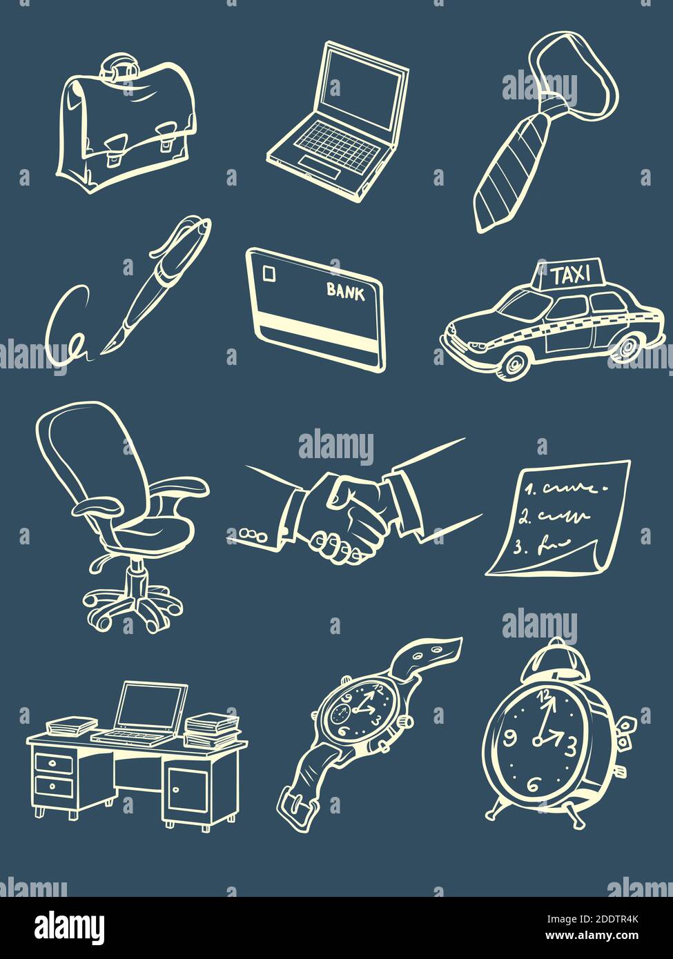 Business accessories things of a businessman collection set icons symbols  sketch hand drawing Stock Vector Image & Art - Alamy