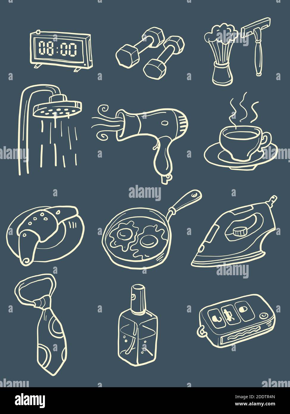 collection set icons symbols sketch hand drawing Stock Vector