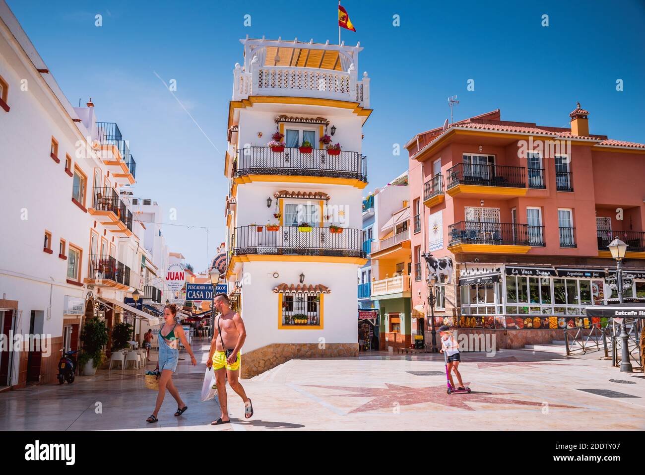 Square in La Carihuela, former fishing district. Torremolinos, Málaga, Costa de SOl, Andalucia, Spain, Europe Stock Photo